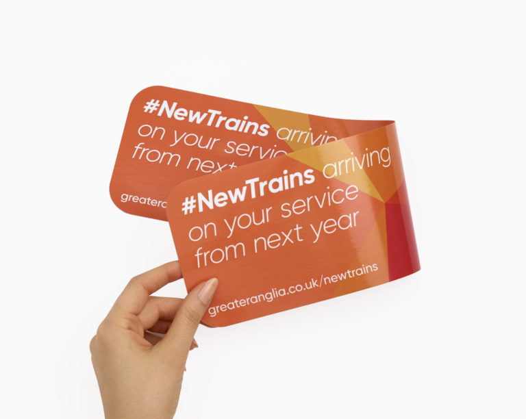 Double sided window sticker for public transport