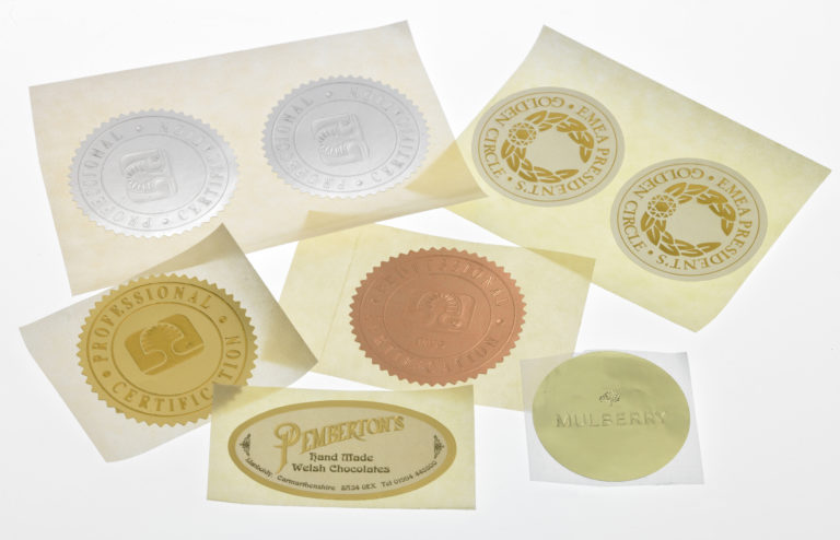 Selection of embossed foil labels