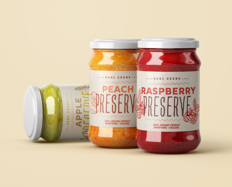 Preserves labels printed on recycled paper