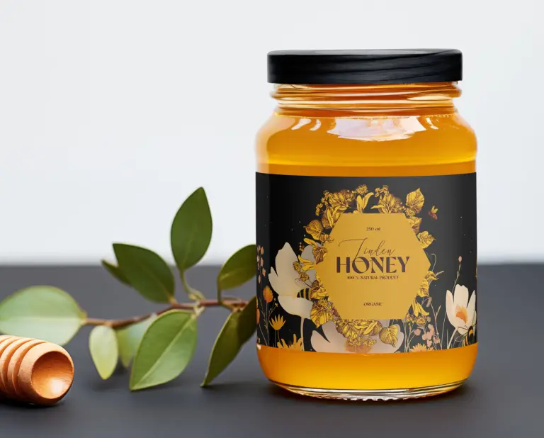 Honey label with satin varnish