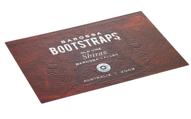 Wine label printed on Haystack paper, with debossing plus matt silver foil