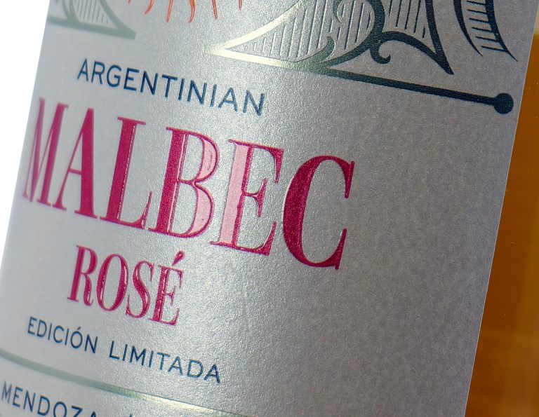Wine label on Pearl Ice material with embossed foil