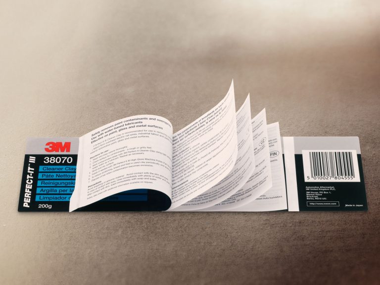 Multilingual booklet label 3M