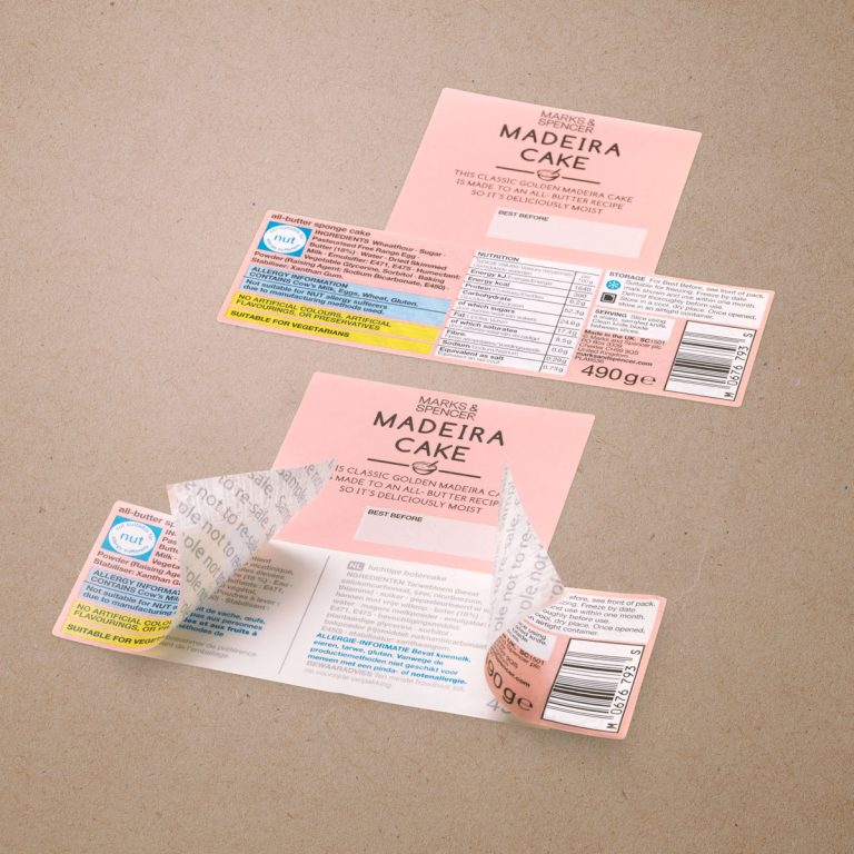Peel and reveal labels Marks and Spencers